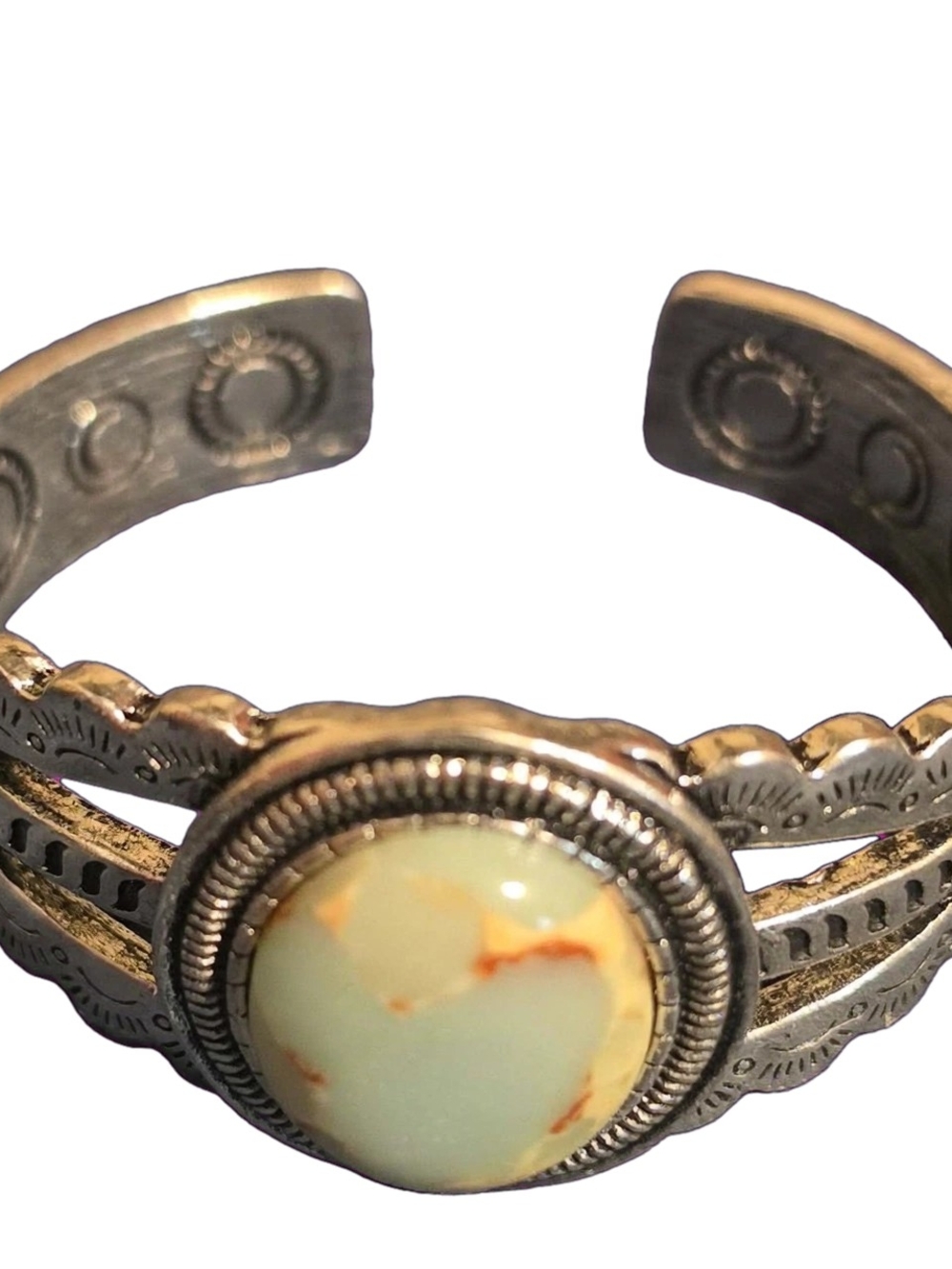 Silver-Tone Turquoise Stone Cuff Bracelet - Women Jewelry